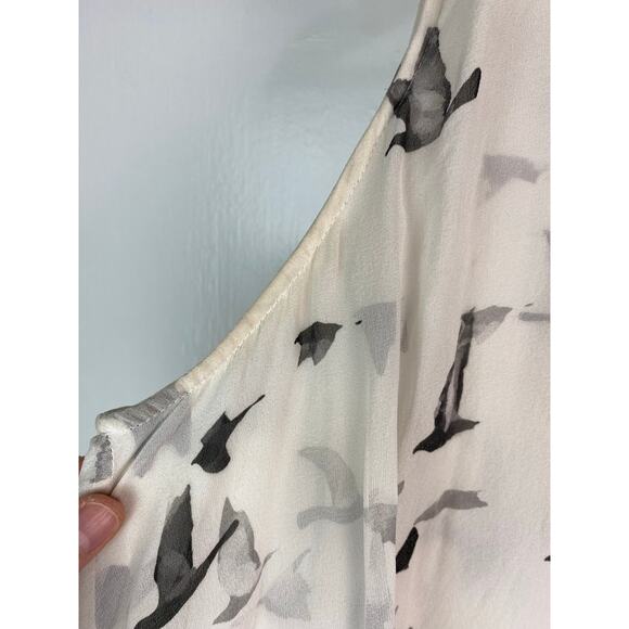 Haute Hippie Women's S Cream Black Flying Birds Flowy Silk Tank Top - Picture 5 of 9